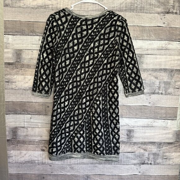 Anthropologie Moth Sweater Dress XSP Black Gray Shaker Knit Long Sleeve Tunic - Picture 2 of 9